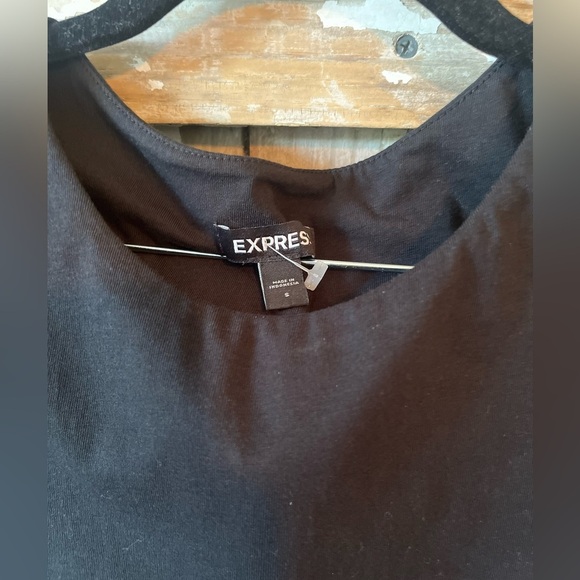 Express Black Midi Dress with shoulder pad effect size Small - Picture 2 of 5